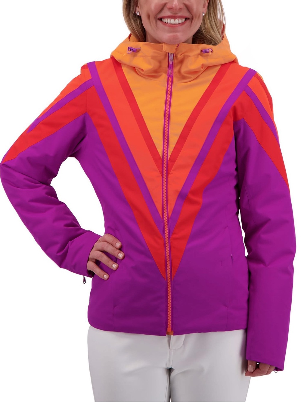 Obermeyer Women’s Trine Snow Ski Jacket Full Zip Insulated in Purple Orange 6